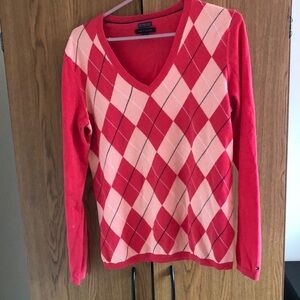 Tommy Hilfiger Red Argyle Sweater size L